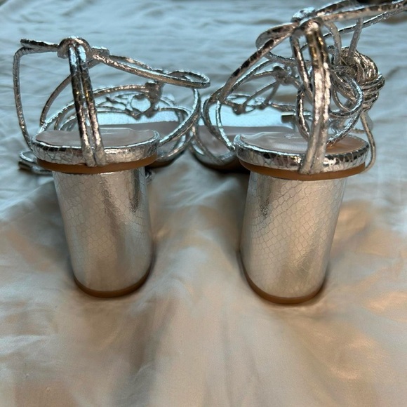 Top Moda Silver Strappy Tie Up Heels 7 - Picture 4 of 8